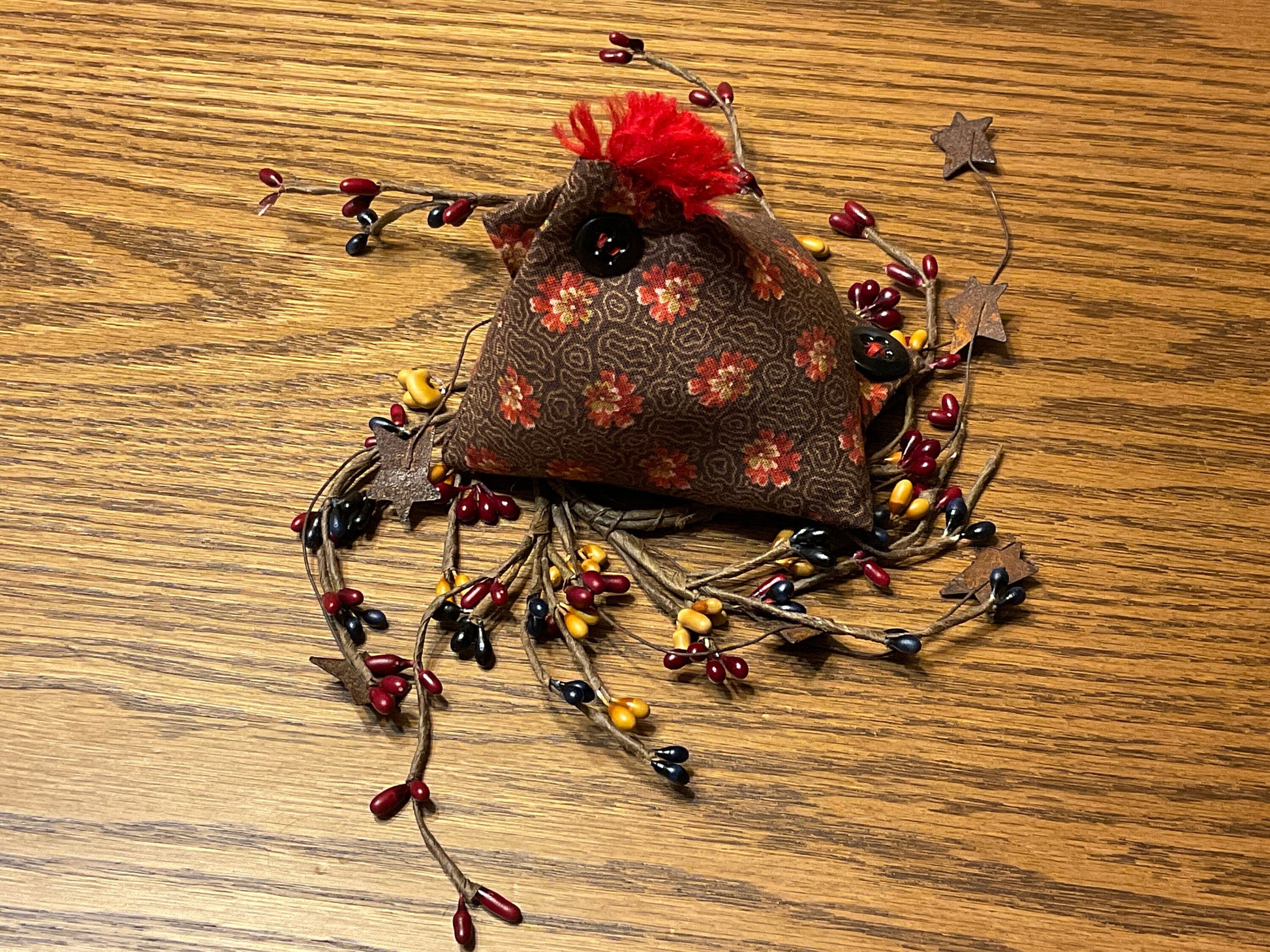 Primitive Farmhouse Chicken Pin Cushion, Shelf Sitter, Basket Filler Item #1669