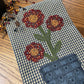 Primitive Farmhouse Spring Flowers Towel Item #1656