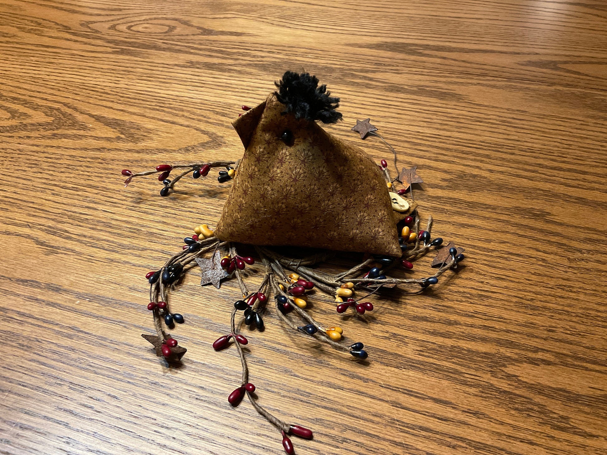 Primitive Farmhouse Chicken Pin Cushion, Shelf Sitter, Basket Filler Item #1668