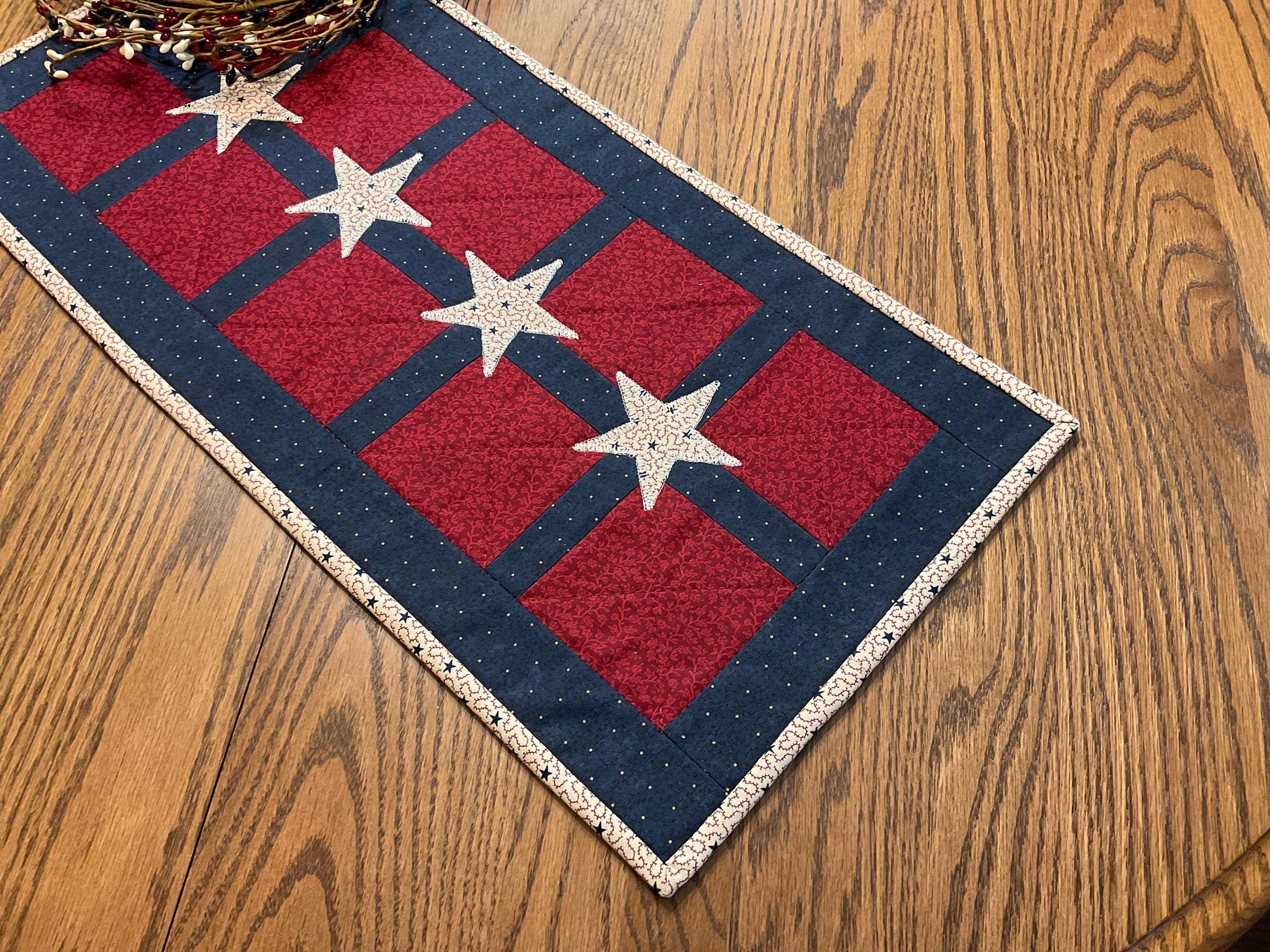 Primitive Farmhouse Americana Table Runner Item #1676