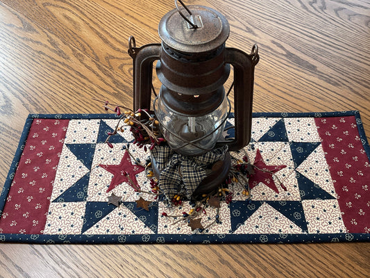 Primitive Farmhouse Americana Patriotic Table Runner Item #1673