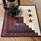 Primitive Farmhouse  Patriotic Log Cabin Table Topper Item #1699