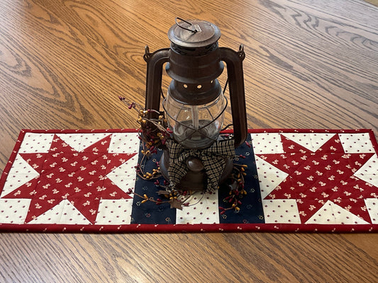 Primitive Farmhouse Americana Patriotic Table Runner Item #1719