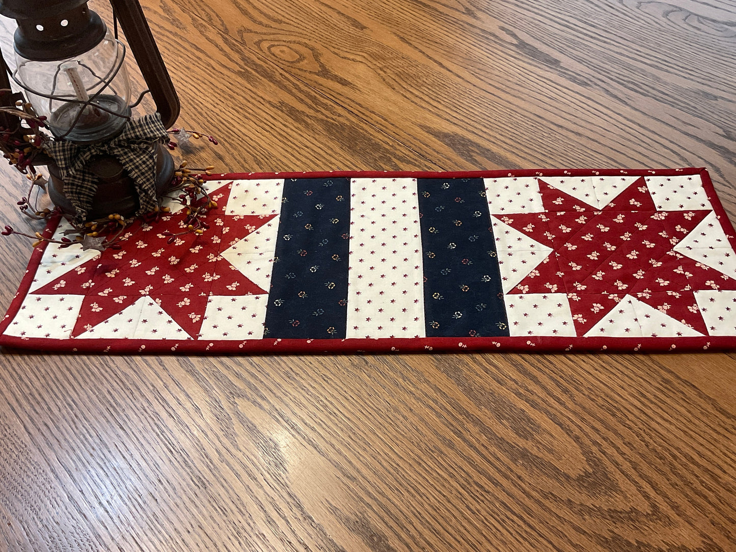 Primitive Farmhouse Americana Patriotic Table Runner Item #1719