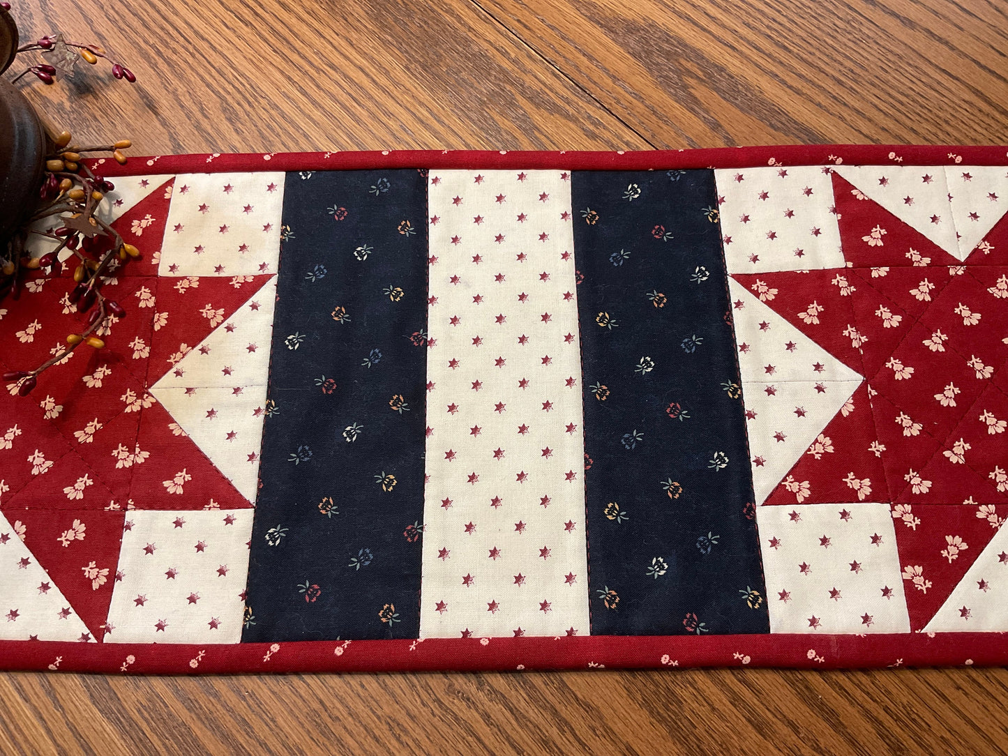 Primitive Farmhouse Americana Patriotic Table Runner Item #1719