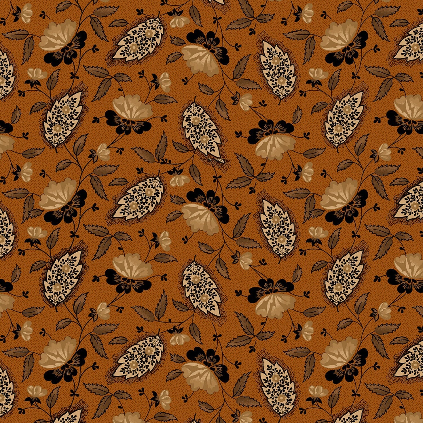 Cheddar & Coal 2 by Pam Buda Rust Paisley Beauty # R170581-RUST