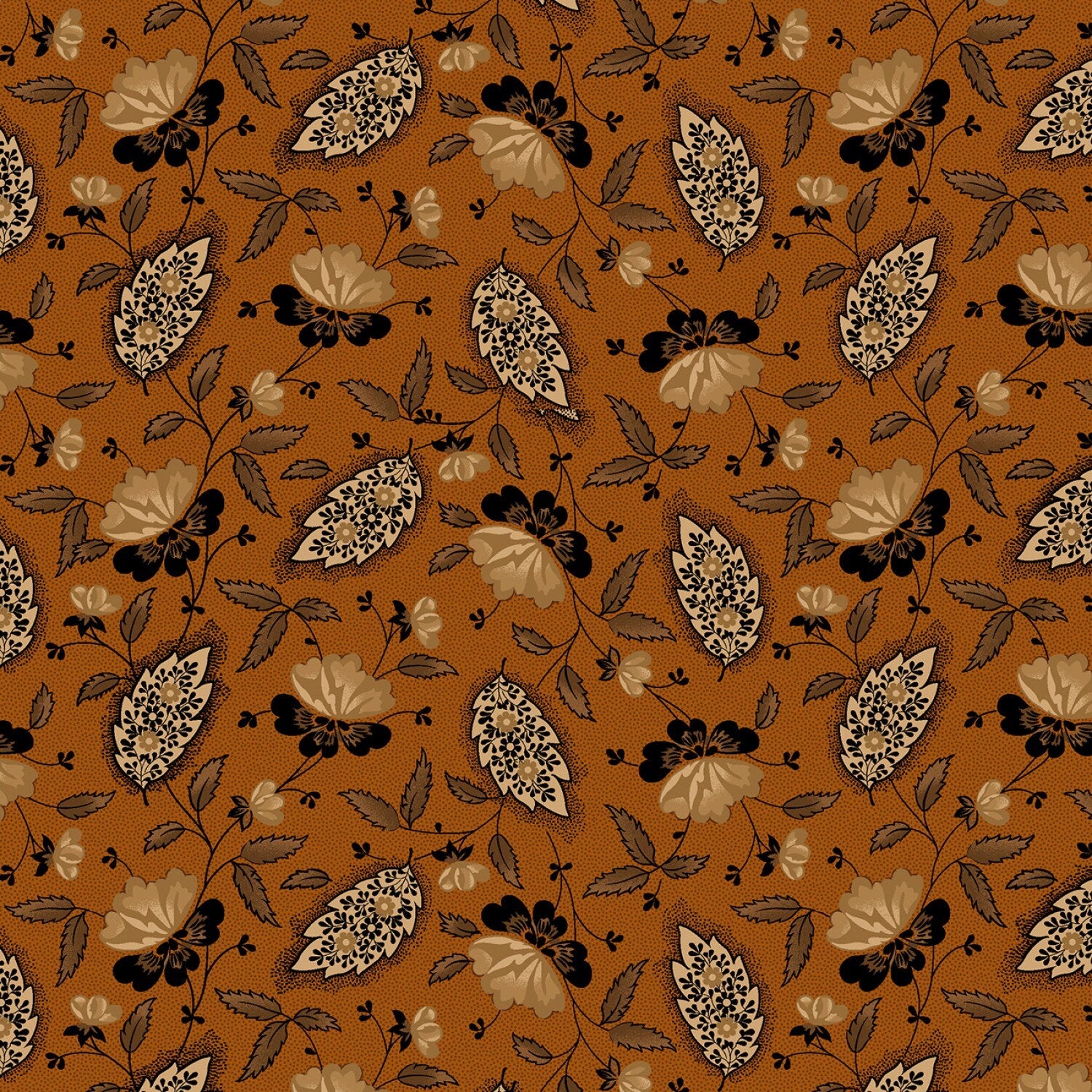 Cheddar & Coal 2 by Pam Buda Rust Paisley Beauty # R170581-RUST