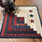 Primitive Farmhouse  Patriotic Log Cabin Table Topper Item #1699