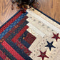 Primitive Farmhouse  Patriotic Log Cabin Table Topper Item #1697