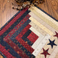 Primitive Farmhouse  Patriotic Log Cabin Table Topper Item #1707