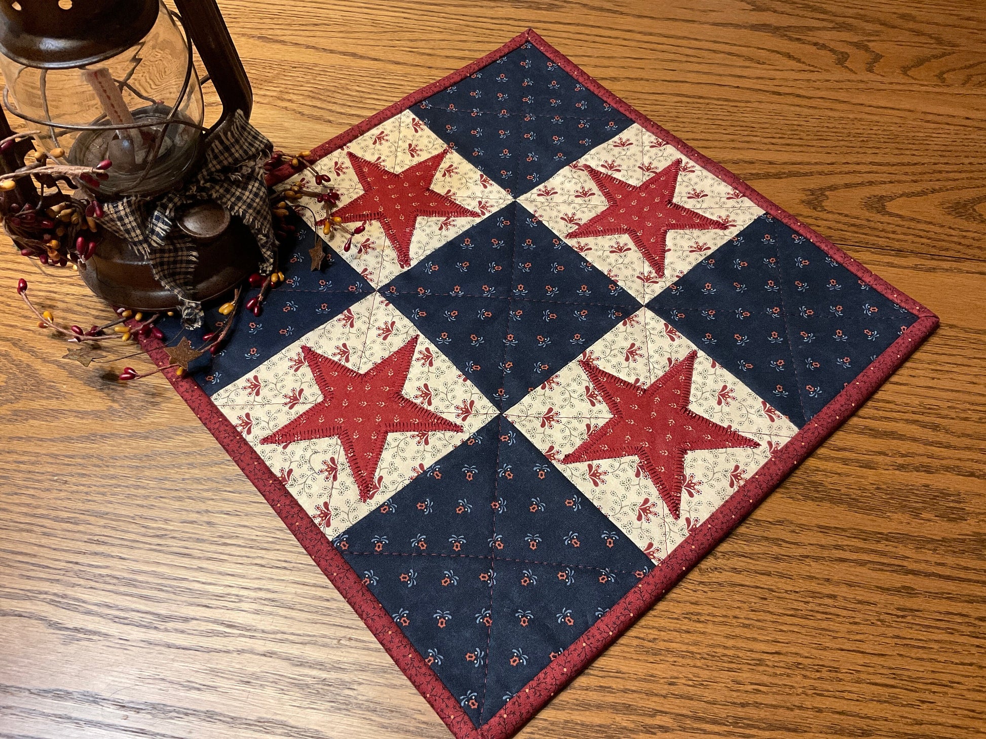 Primitive Farmhouse Americana Star Table Topper  Item # 1726