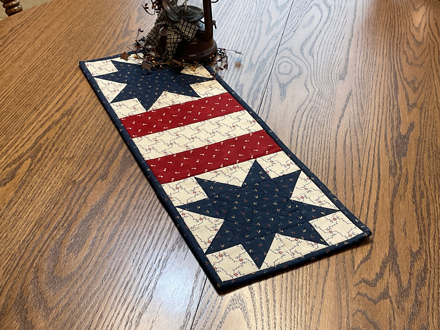 Primitive Farmhouse Americana Patriotic Table Runner Item #1733