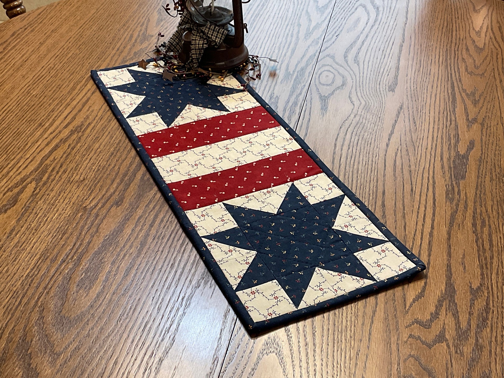 Primitive Farmhouse Americana Patriotic Table Runner Item #1737