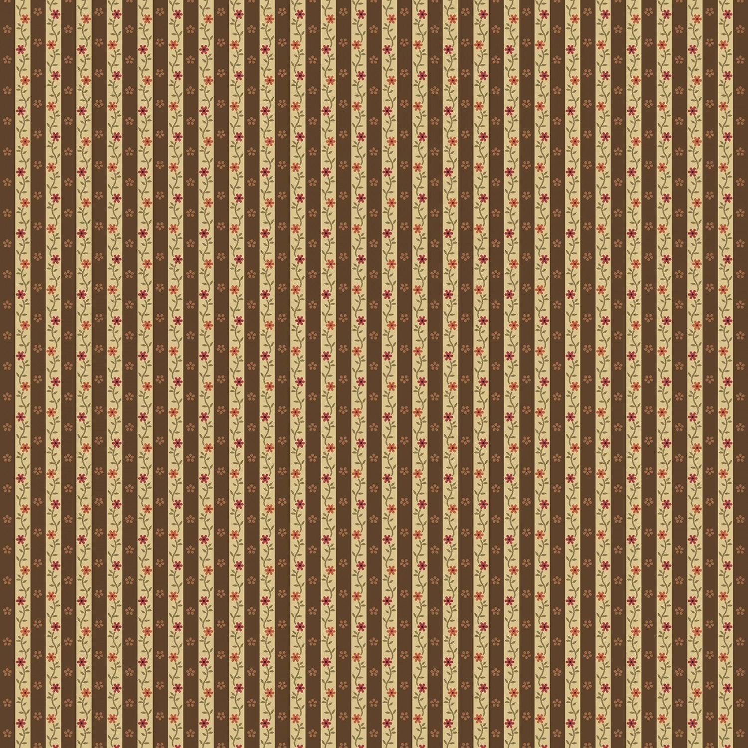 Hearthstone by Sew'n Wild Oaks Brown Calico Stripe # R600535-BROWN