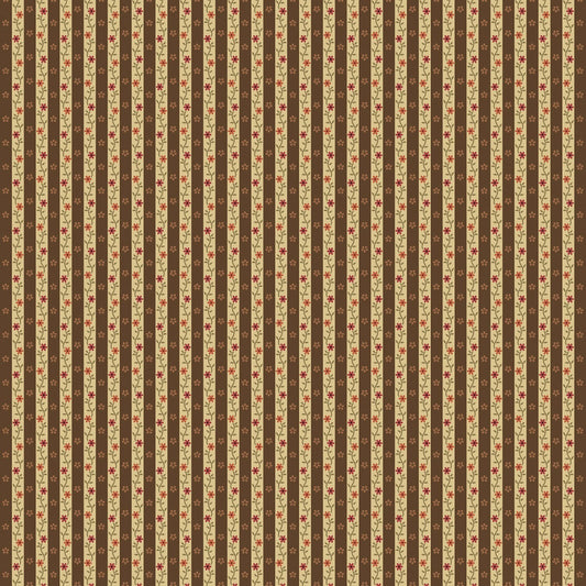 Hearthstone by Sew'n Wild Oaks Brown Calico Stripe # R600535-BROWN