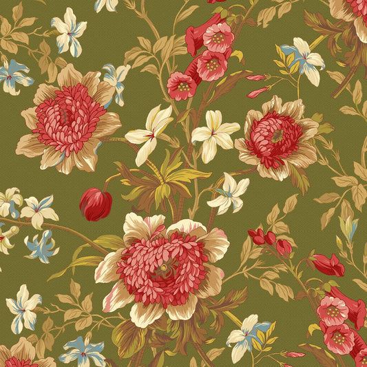 Golden Era by Paula Barnes Green Golden Floral # R220638D-GREEN