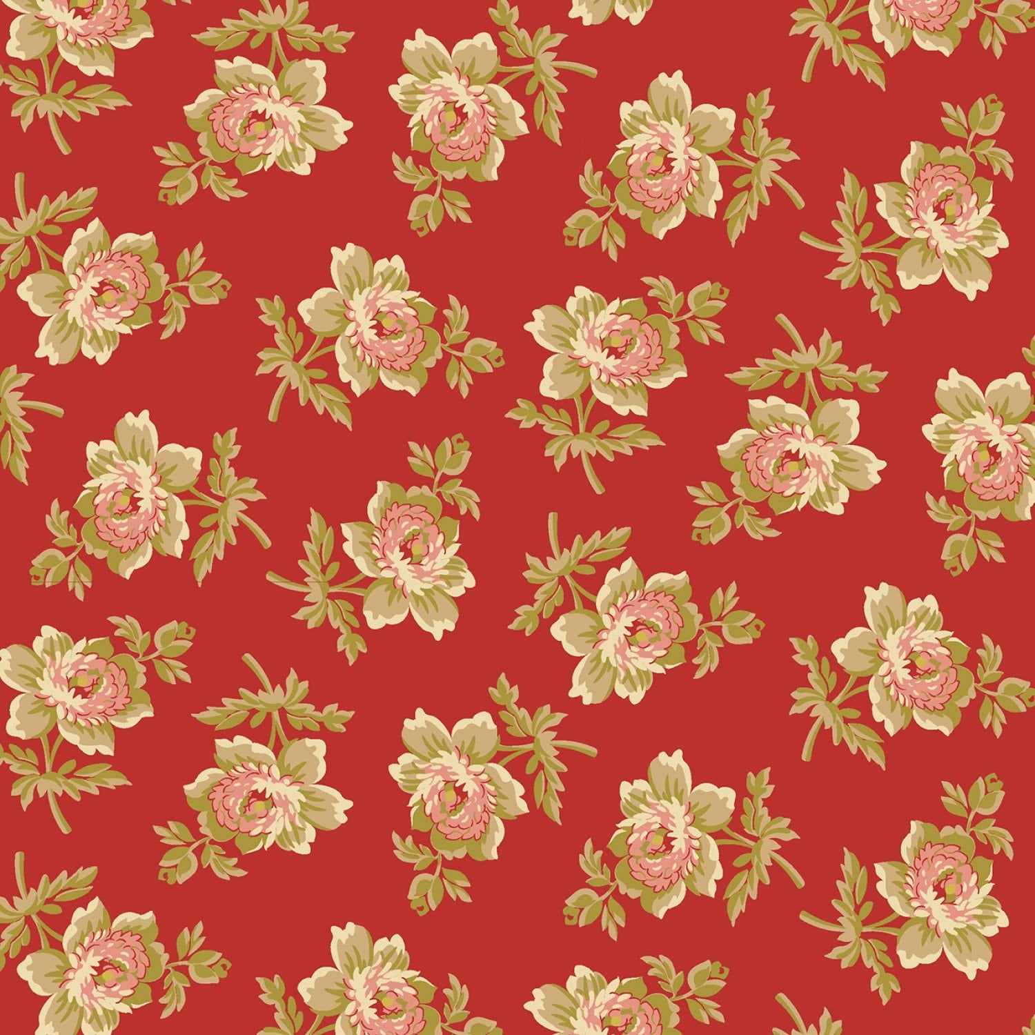 Golden Era by Paula Barnes Red Cabbage Rose # R220641-RED