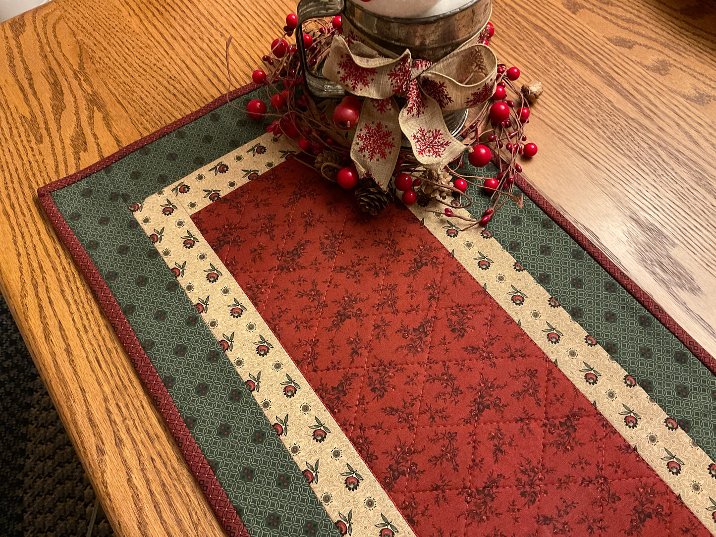 RESERVED FOR MARY Christmas PrimitiveFarmhouse Table Runner Item 1788