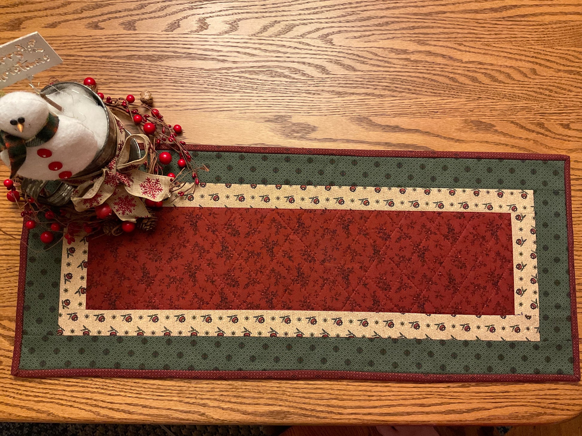 RESERVED FOR MARY Christmas PrimitiveFarmhouse Table Runner Item 1788