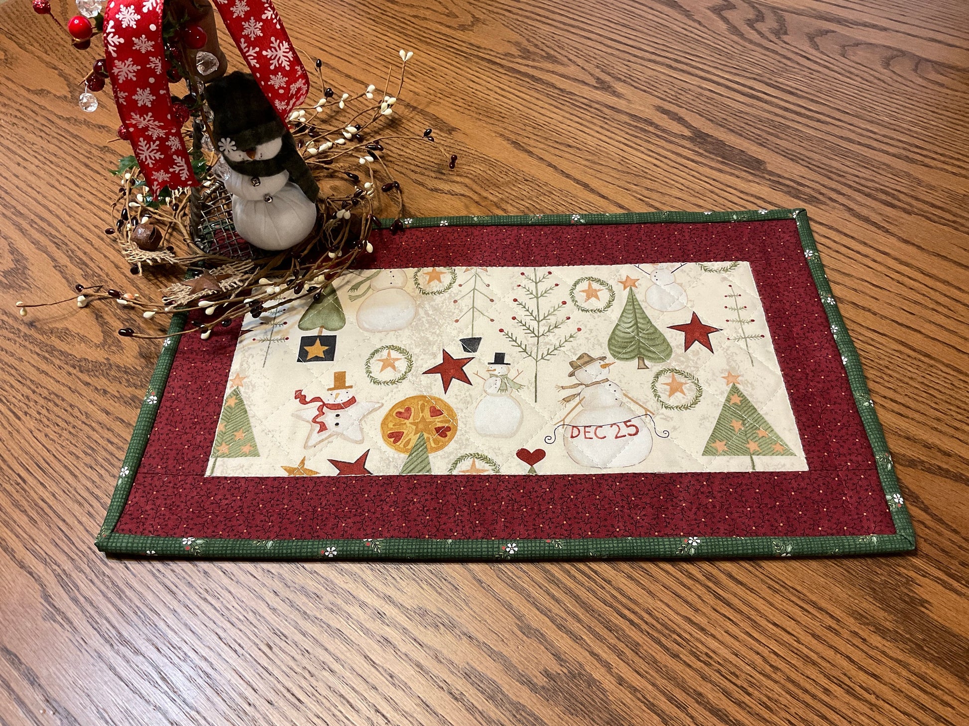 Christmas Primitive Farmhouse Table Runner Item #1802