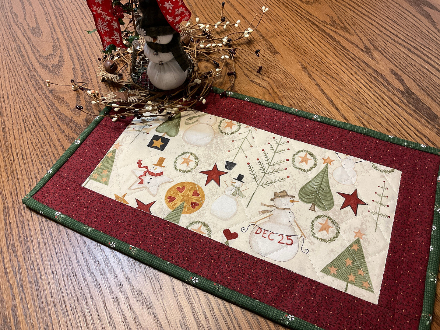 Christmas Primitive Farmhouse Table Runner Item #1802