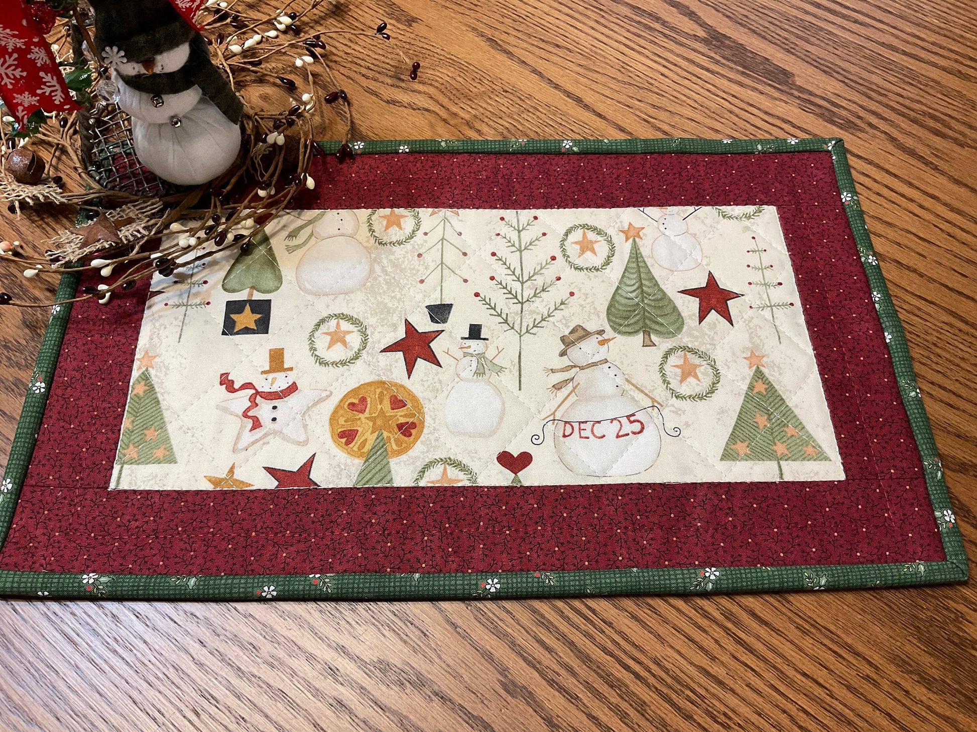 Christmas Primitive Farmhouse Table Runner Item #1802