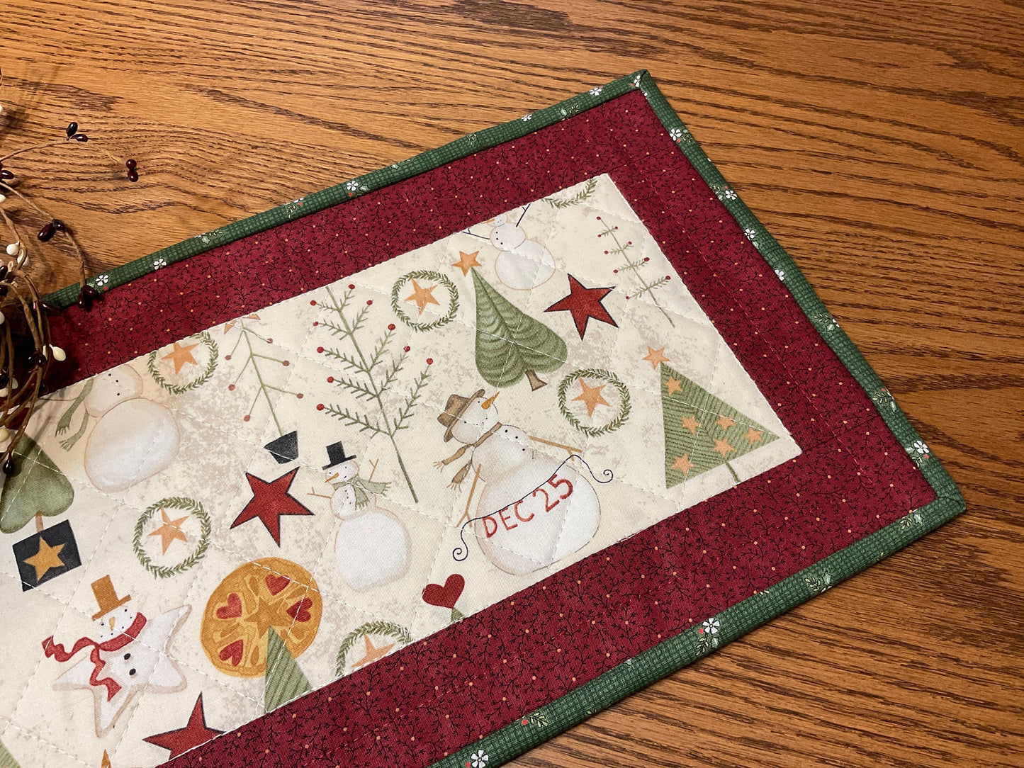 Christmas Primitive Farmhouse Table Runner Item #1802