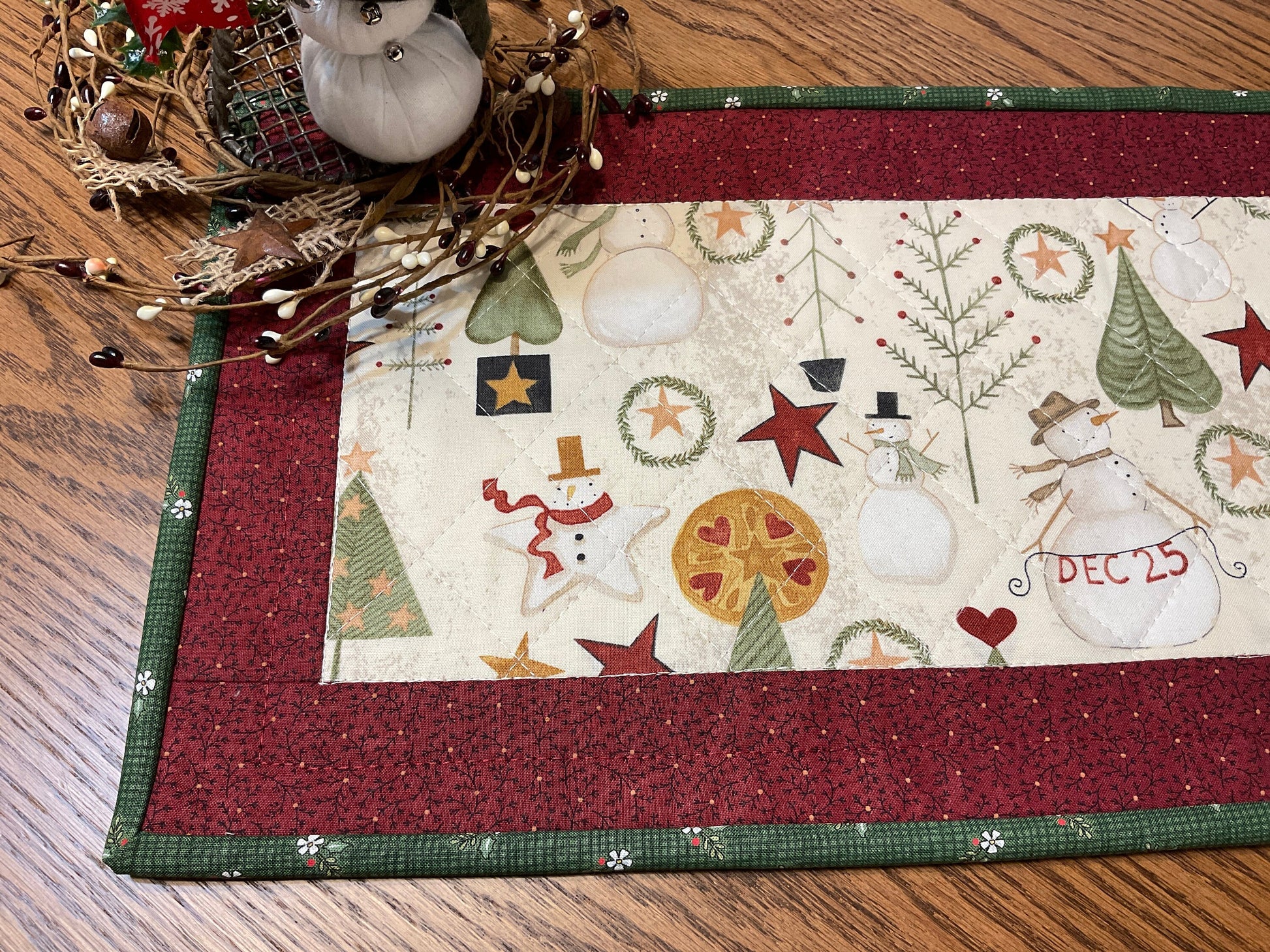 Christmas Primitive Farmhouse Table Runner Item #1802