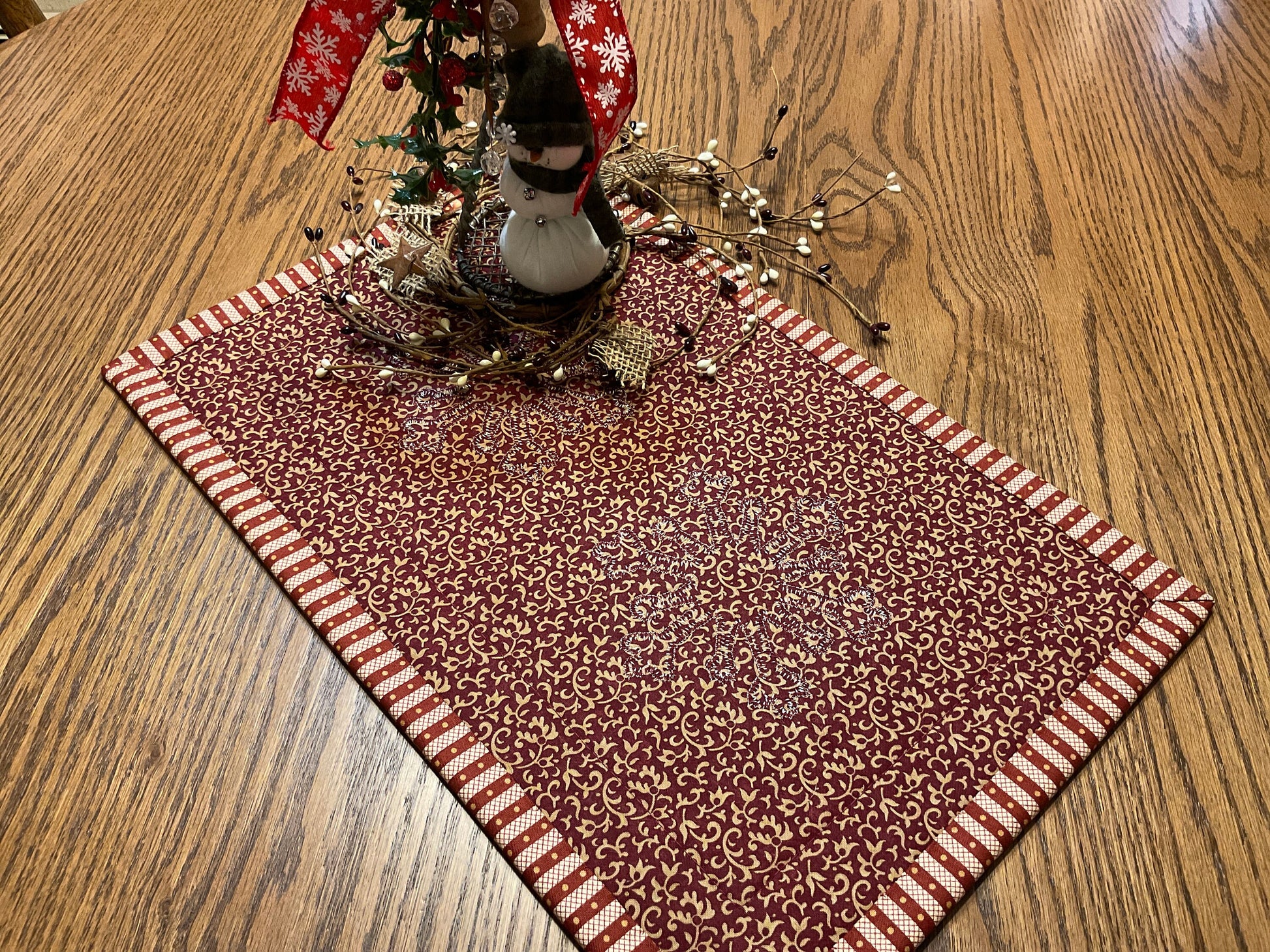 Christmas Snowflake Primitive Farmhouse Table Runner Item #1810