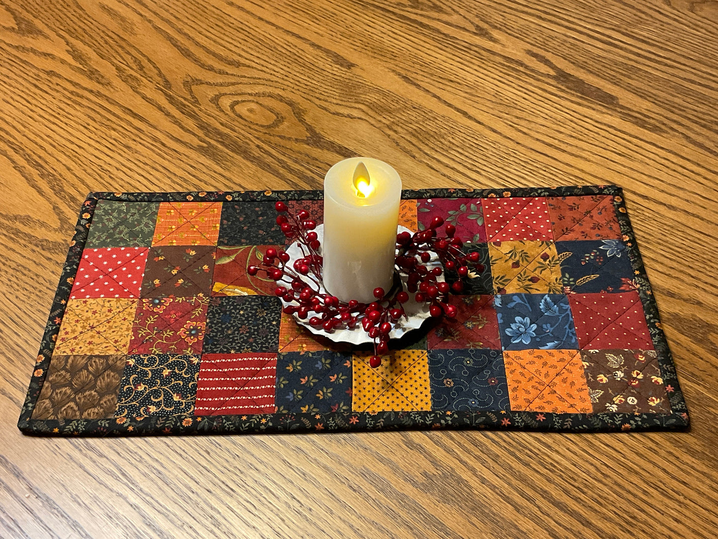 Primitive Farmhouse Scrappy Table Runner Item #1822