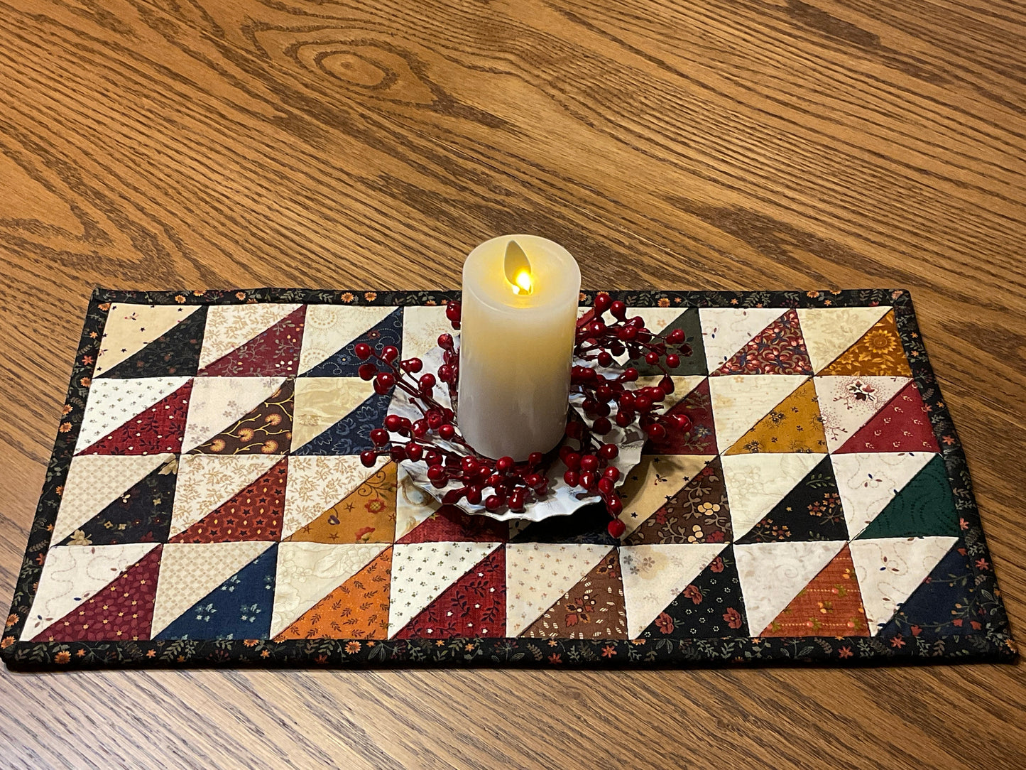 Primitive Farmhouse Scrappy Table Runner Item #1825