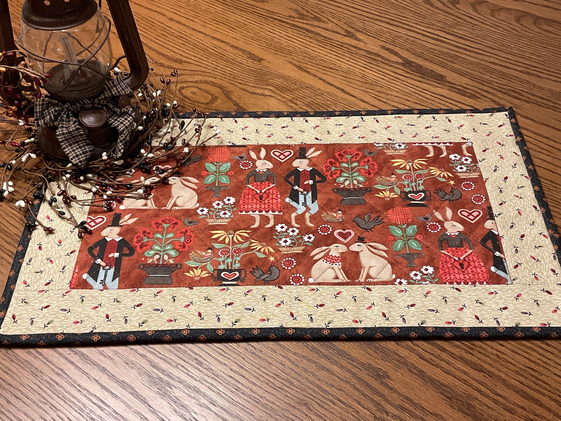 Easter Bunny Primitive Farmhouse Table Runner Item #1861