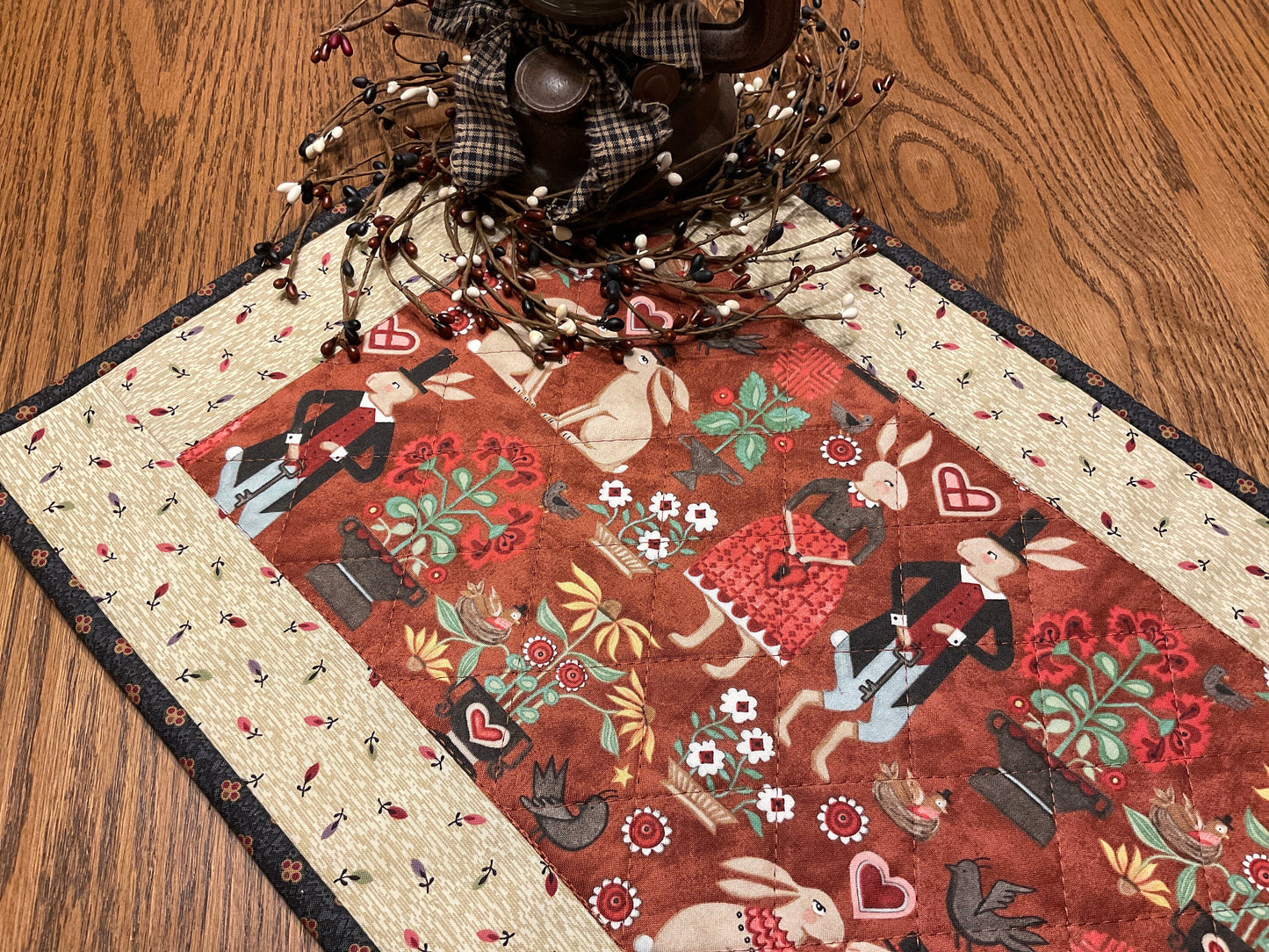 Easter Bunny Primitive Farmhouse Table Runner Item #1861