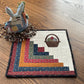 Primitive Farmhouse Log Cabin Easter Bunny Table Topper Item #1845