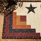 Primitive Farmhouse Log Cabin Table Runner Item #1851