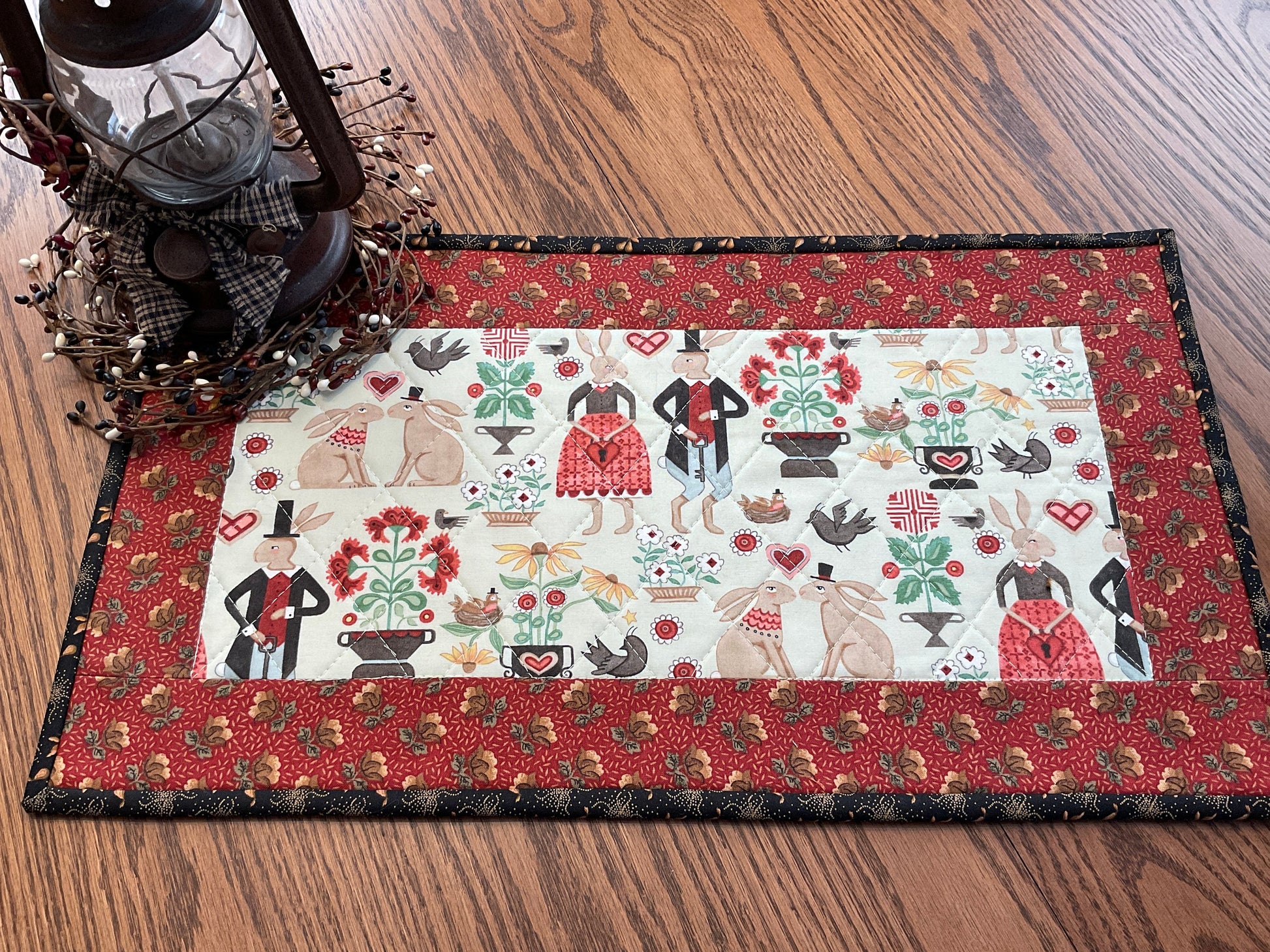 Easter Bunny Primitive Farmhouse Table Runner Item #1862