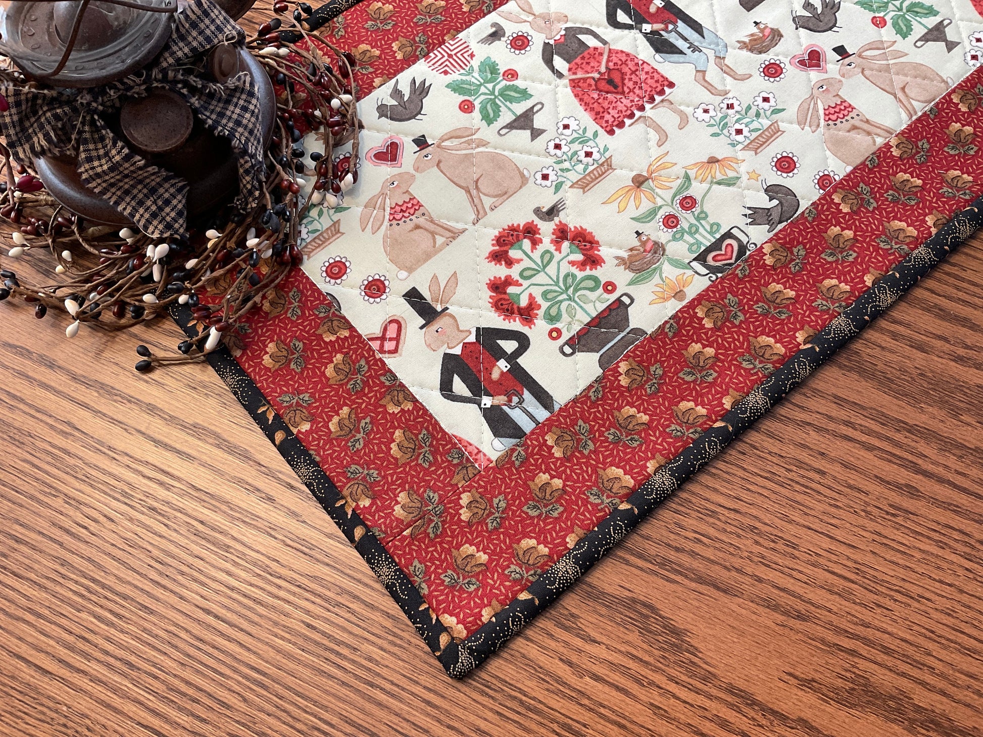 Easter Bunny Primitive Farmhouse Table Runner Item #1862