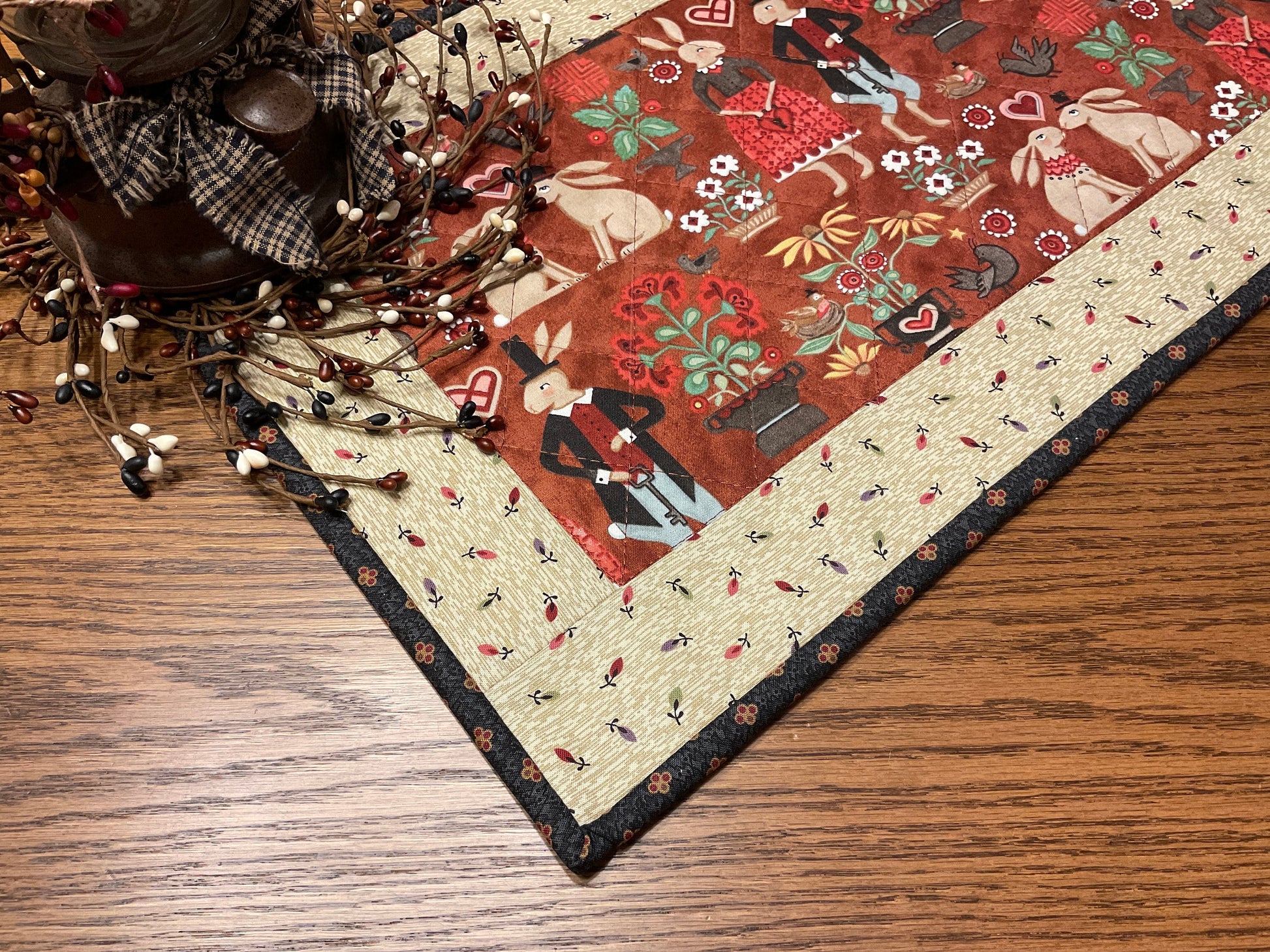 Easter Bunny Primitive Farmhouse Table Runner Item #1861
