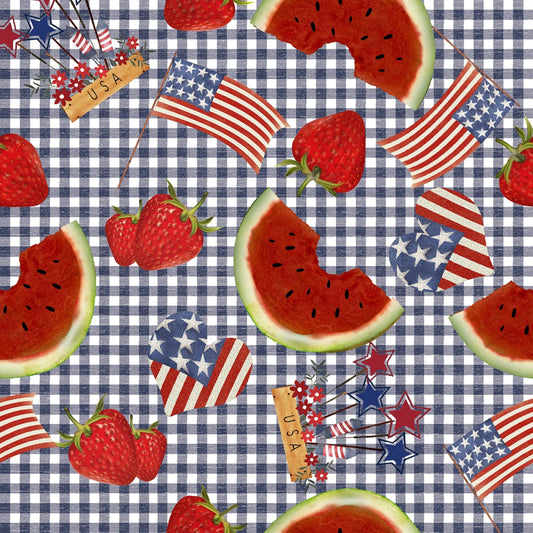 Sweet Land of Liberty by Beth Albert Navy Picnic Plaid # 21663-NVY