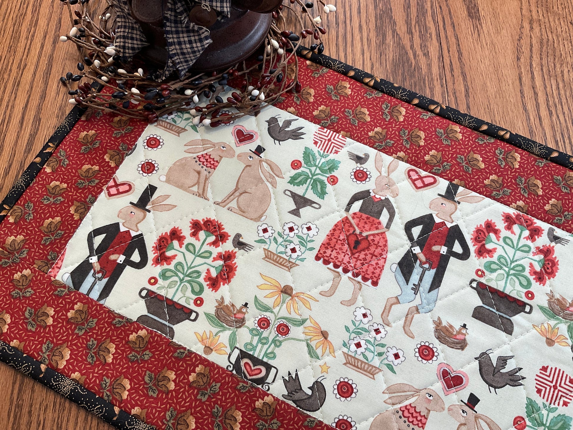 Easter Bunny Primitive Farmhouse Table Runner Item #1862