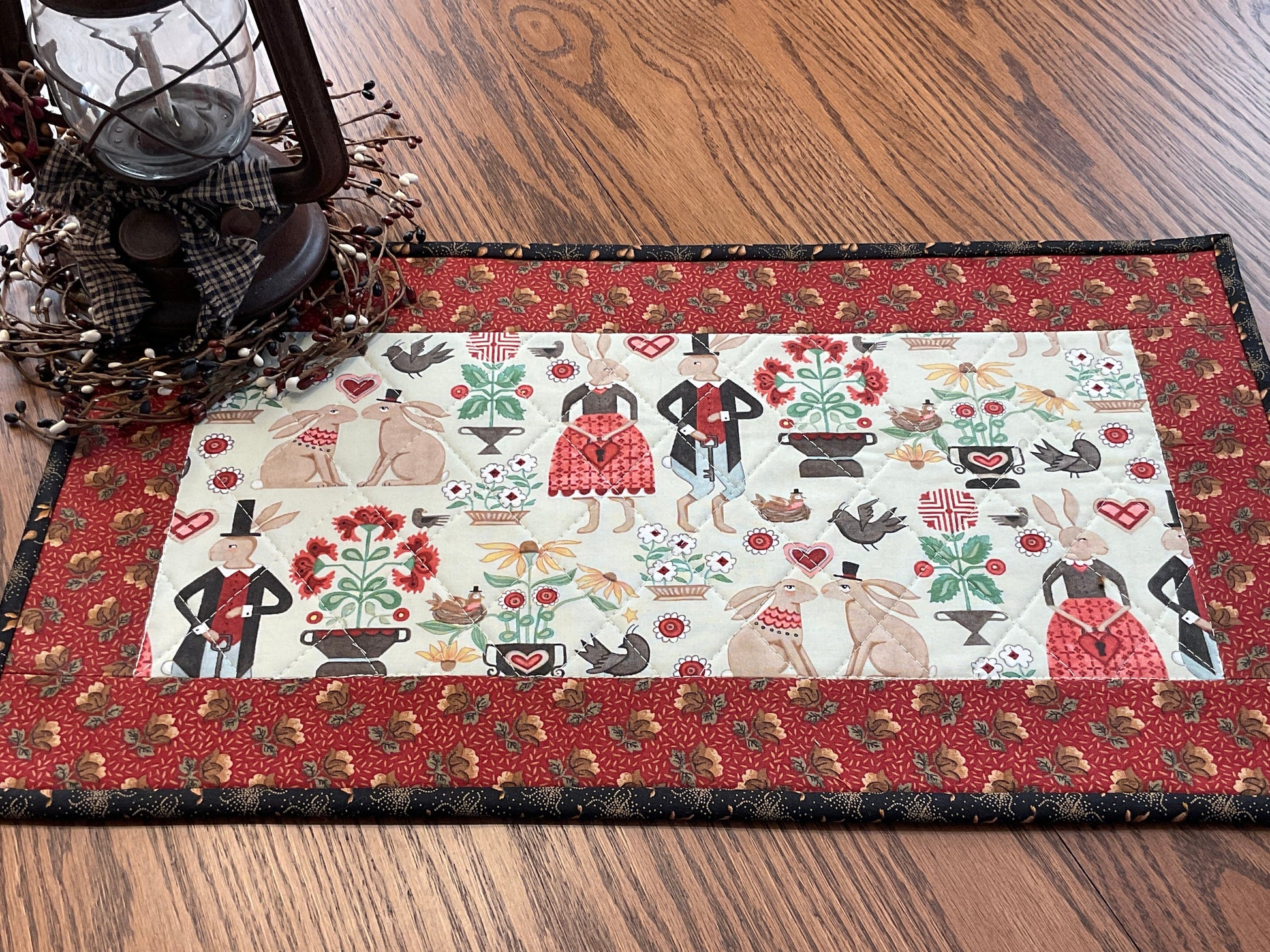 Easter Bunny Primitive Farmhouse Table Runner Item #1862