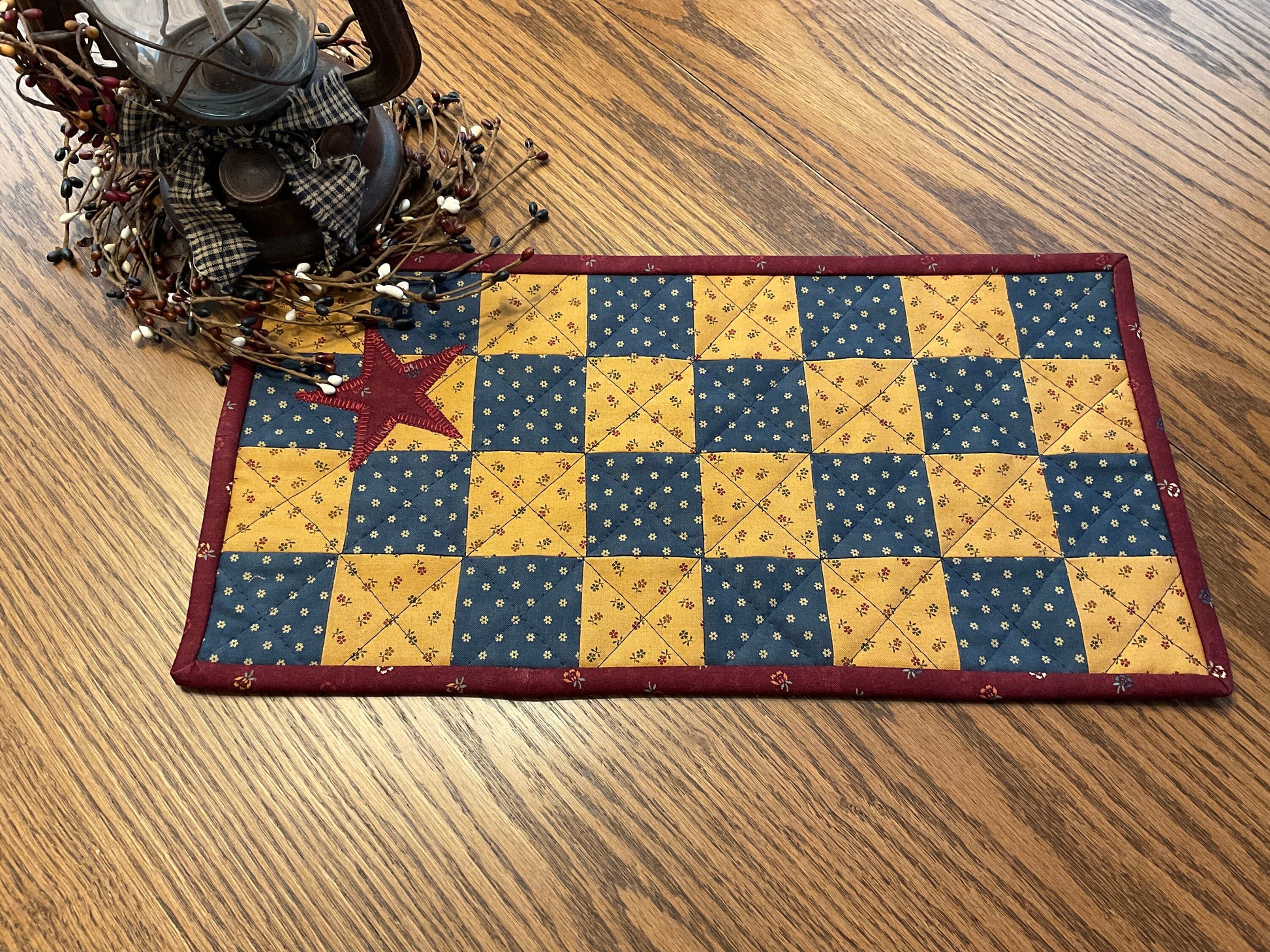 Primitive Farmhouse Americana Table Runner Item #1878