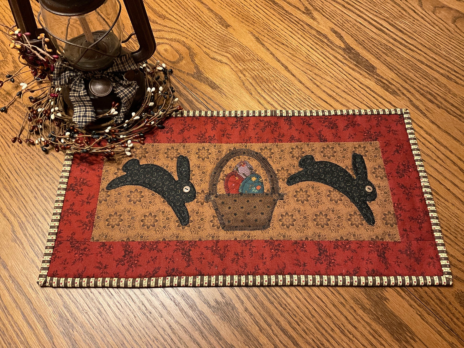 Primitive Farmhouse Easter Bunny Table Runner Item #1879